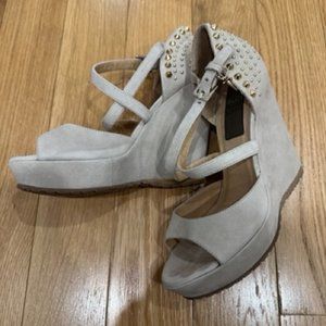 NEW Without Tag Cesare Paciotti Leather Women Gray Platform Sandals EU36, US6